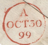 137245 1799 MAIL WESTBURY, WILTS TO LONDON WITH 'WESTBURY' HAND STAMP (WL797).