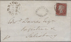 137265 1845 MAIL TROWBRIDGE TO SALISBURY, MISSORTED WITH 'MISSENT TO/SWINDON' HAND STAMP (WL712).