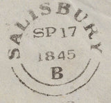 137265 1845 MAIL TROWBRIDGE TO SALISBURY, MISSORTED WITH 'MISSENT TO/SWINDON' HAND STAMP (WL712).