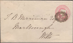 137269 1849 1D PINK ENVELOPE LONDON TO MARLBOROUGH WITH 'MARLBOROUGH' SKELETON STYLE DATE STAMP (WL439).