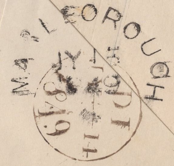 137269 1849 1D PINK ENVELOPE LONDON TO MARLBOROUGH WITH 'MARLBOROUGH' SKELETON STYLE DATE STAMP (WL439).