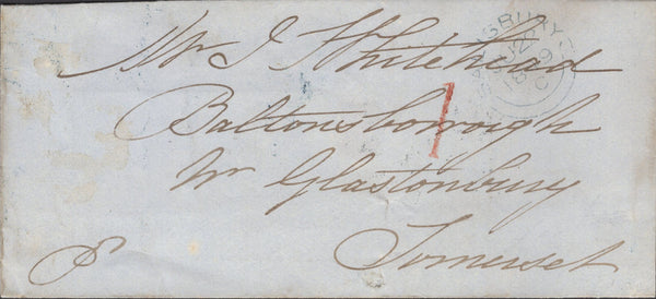 137284 1849 WRAPPER SALISBURY TO GLASTONBURY WITH SALISBURY UNIFORM PENNY POST '1' HAND STAMP TYPE K (WL672).