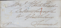 137284 1849 WRAPPER SALISBURY TO GLASTONBURY WITH SALISBURY UNIFORM PENNY POST '1' HAND STAMP TYPE K (WL672).