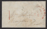 137285 1849 MOURNING ENVELOPE SALISBURY TO BROUGHTON, HANTS WITH SALISBURY UNIFORM PENNY POST '1' HAND STAMP TYPE K (WL672).