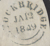 137285 1849 MOURNING ENVELOPE SALISBURY TO BROUGHTON, HANTS WITH SALISBURY UNIFORM PENNY POST '1' HAND STAMP TYPE K (WL672).