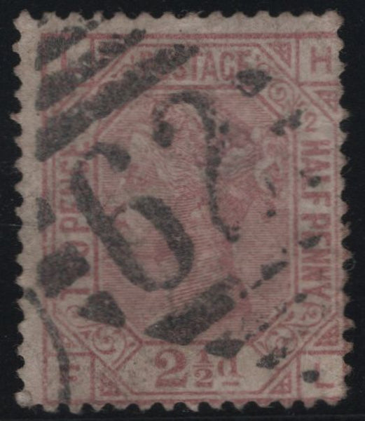 137289 1875 2½D ROSY-MAUVE PL.2 WITH THE ERROR OF LETTERING 'LH-FL' FOR 'LH-HL' (SG140), BELFAST CANCELLATION.