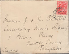 137294 1907 MAIL 'BARFORD ST MARTIN', WILTS TO BRIGHTON WITH 'BARFORD ST MARTIN' SKELETON DATE STAMP (30MM).