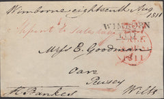 137296 1811 FREE FRONT WIMBORNE TO PEWSEY, WILTS WITH 'WIMBORN/110' MILEAGE MARK (DT720) AND MANUSCRIPT 'Mifsent to Salisbury'.