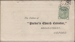 137297 1883 TURNED PRINTED WRAPPER OXFORD TO MARLBOROUGH AND THEN MARLBOROUGH TO OXFORD WITH ½D GREEN (SG164) X 2.