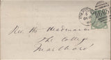137297 1883 TURNED PRINTED WRAPPER OXFORD TO MARLBOROUGH AND THEN MARLBOROUGH TO OXFORD WITH ½D GREEN (SG164) X 2.