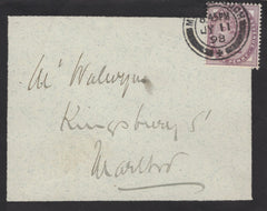 137304 1898 MOURNING ENVELOPE USED LOCALLY IN MARLBOROUGH WITH 'LOCKERIDGE' DATE STAMP.