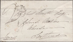 137307 1857 UNPAID MAIL MARKED 'FREE' SALISBURY TO SCOTLAND CHARGED '2' WITH 'WILTON RD' UDC.