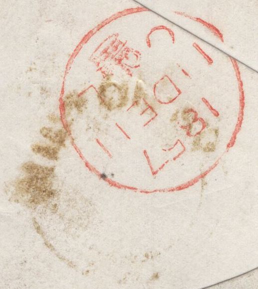 137307 1857 UNPAID MAIL MARKED 'FREE' SALISBURY TO SCOTLAND CHARGED '2' WITH 'WILTON RD' UDC.