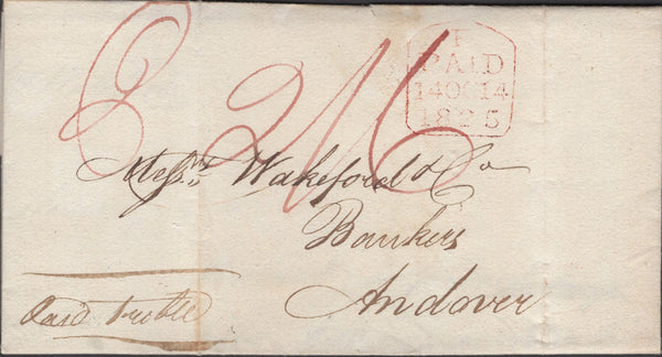 137314 1825 MAIL 'MARLBOROUGH BANK' TO BANKERS IN ANDOVER WITH 'MARLBOROUGH/78' CIRCULAR MILEAGE MARK (WL427).