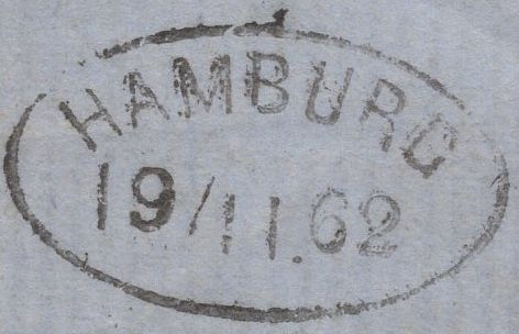 137316 1862 REGISTERED MAIL DUNDEE TO DENMARK WITH 3D (SG76) X 4 ALSO 2D (SG45) BUT SEVERAL STAMPS MISSING.
