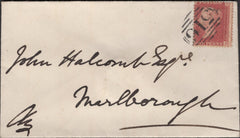137317 1863 MAIL USED LOCALLY IN MARLBOROUGH WITH 1D (SG40) CANCELLED '516' OF MARLBOROUGH.