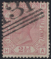 137343 1875 2½D ROSY MAUVE PL.1 ON WHITE PAPER (SG139) GOOD USED.