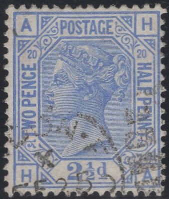 137353 1880 2½D BLUE PL.20 (SG142) VERY FINE USED.