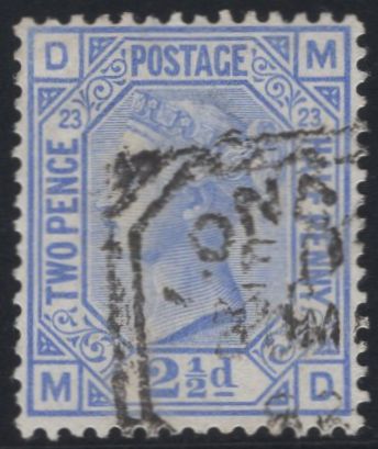 137355 1881 2½D BLUE PL.23 (SG157) FINE USED.