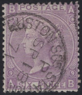 137373 1870 6D DULL VIOLET PL.9 (SG108) GOOD USED.