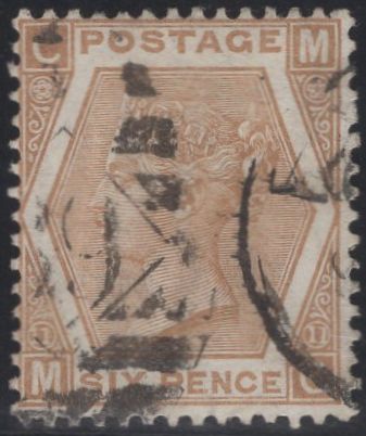 137381 1872 6D PALE CHESTNUT PL.11 (SG122b) GOOD USED.