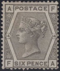 137383 1875 6D GREY PL.14 (SG147) GOOD UNUSED.