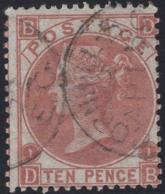 137391 1867 10D PALE RED-BROWN (SG113) FINE USED.