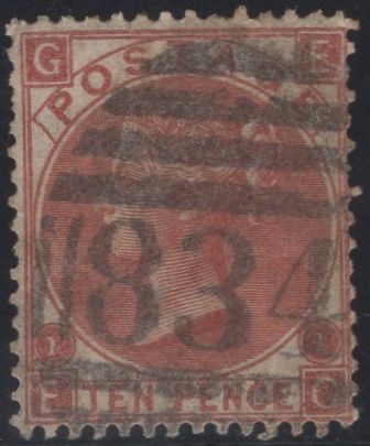137394 1867 10D RED-BROWN (SG112) GOOD USED.