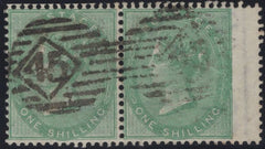 137396 1856 1S GREEN (SG72) FINE USED HORIZONTAL PAIR.