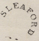 137445 1829 MAIL SLEAFORD TO LONDON WITH 'SLEAFORD' CIRCULAR HAND STAMP WITH MILEAGE ERASED (LI858).
