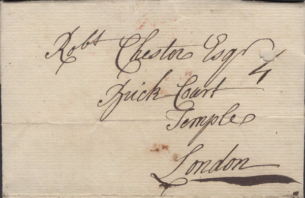 137458 1782 MAIL WALTHAM TO LONDON WITH 'GRIMSBY' HAND STAMP (LI448).
