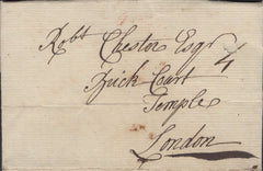137458 1782 MAIL WALTHAM TO LONDON WITH 'GRIMSBY' HAND STAMP (LI448).