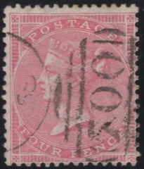 137514 1857 4D ROSE-CARMINE WMK LARGE GARTER (SG66) FINE USED.