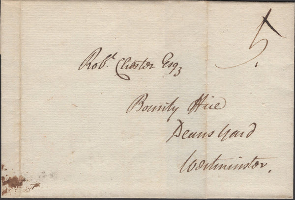137531 1790 MAIL LOUTH TO LONDON WITH 'LOUTH' HAND STAMP (LI687).