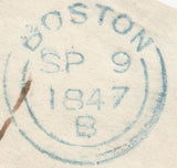 137536 1847 PRE-PAID MAIL HORNCASTLE TO HULL WITH 'HORNCASTLE' DATE STAMP IN BLUE.