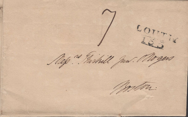 137545 CIRCA 1817-25 MAIL LOUTH TO BOSTON WITH 'LOUTH/155' MILEAGE MARK (LI698).