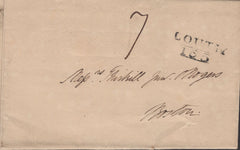 137545 CIRCA 1817-25 MAIL LOUTH TO BOSTON WITH 'LOUTH/155' MILEAGE MARK (LI698).