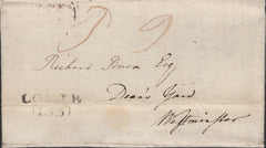 137584 1809 MAIL LOUTH TO LONDON WITH 'LOUTH/155' MILEAGE MARK (LI694).