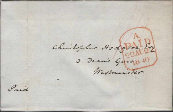 137587 1840 MAIL LOUTH TO LONDON, QUEEN ANNE'S BOUNTY WITH REFERENCE TO THE CURACY OF MARSH CHAPEL.
