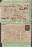 137643 1834 LETTER SIGNED 'ROBERT PEEL', ON REVERSE TWO FREE FRONTS, ONE WITH 1D BLACK PL.2 (SG2)(NL).