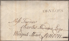 137644 1796 MAIL DEVIZES TO LONDON WITH 'DEVIZES' HAND STAMP (WL224).