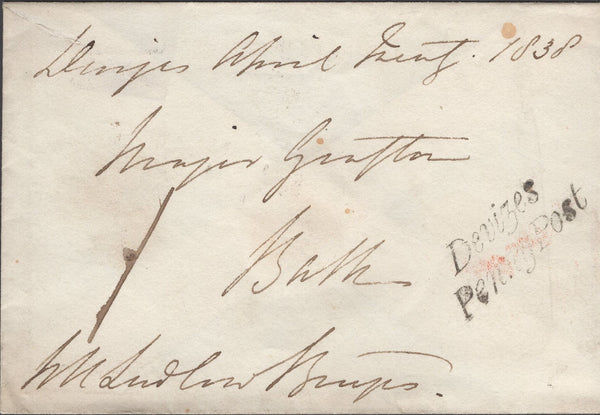137646 1838 FREE MAIL DEVIZES TO BATH WITH 'Devizes/Penny Post' HAND STAMP (WL252).