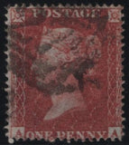 137655 1855 DIE 2 1D PL.7 (SG21) TWO GOOD USED SINGLES LETTERED AA AND AB, BOTH 'SHORT A ROW STAMPS' AND BOTH MISSING IMPRIMATUR LETTERINGS.