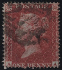 137655 1855 DIE 2 1D PL.7 (SG21) TWO GOOD USED SINGLES LETTERED AA AND AB, BOTH 'SHORT A ROW STAMPS' AND BOTH MISSING IMPRIMATUR LETTERINGS.