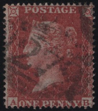 137655 1855 DIE 2 1D PL.7 (SG21) TWO GOOD USED SINGLES LETTERED AA AND AB, BOTH 'SHORT A ROW STAMPS' AND BOTH MISSING IMPRIMATUR LETTERINGS.