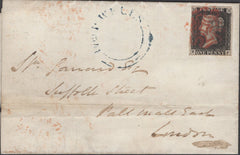 137662 1841 LETTER BRISTOL TO LONDON 1D GREY-BLACK PL.6 (SG3)(EF).