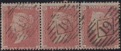 137665 1855 DIE 2 1D PL.6 (SG24) HORIZONTAL STRIP OF THREE BJ BK BL.