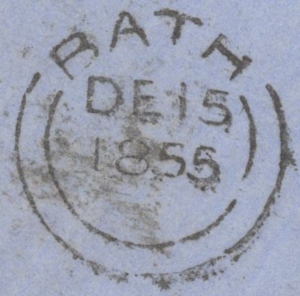 137673 1855 PART WRAPPER LONDON TO BATH WITH DIE 2 1D PL.8 (SPEC C6)(OH).