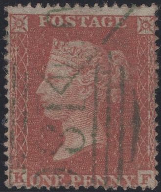 137679 1855 DIE 2 1D PL.12 (SG21)(KF) GREEN NUMERAL OF DUBLIN (SPEC C1vd).
