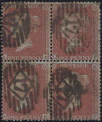 137681 1855 DIE 2 1D PL.6 (SPEC C6) GOOD USED BLOCK OF FOUR.